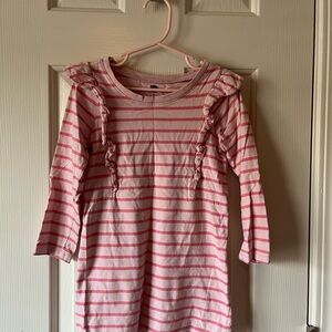 Tea collection Pink Striped Ruffle Dress size 5